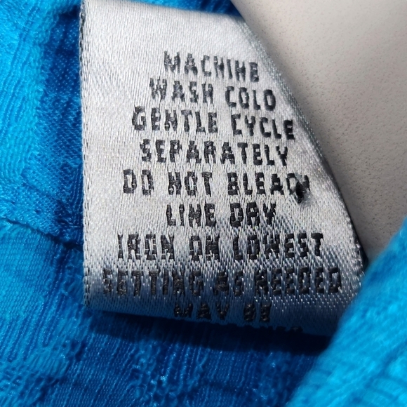 Chico's Blue Floral Crinkled Look Button Up Shirt Jacket Size Large Chico Size 2 - Picture 7 of 7